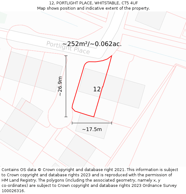 12, PORTLIGHT PLACE, WHITSTABLE, CT5 4UF: Plot and title map
