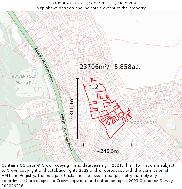 12, QUARRY CLOUGH, STALYBRIDGE, SK15 2RW: Plot and title map