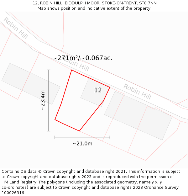 12, ROBIN HILL, BIDDULPH MOOR, STOKE-ON-TRENT, ST8 7NN: Plot and title map