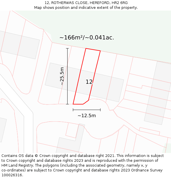 12, ROTHERWAS CLOSE, HEREFORD, HR2 6RG: Plot and title map