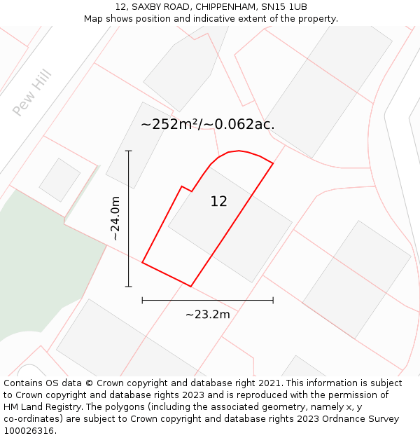 12, SAXBY ROAD, CHIPPENHAM, SN15 1UB: Plot and title map