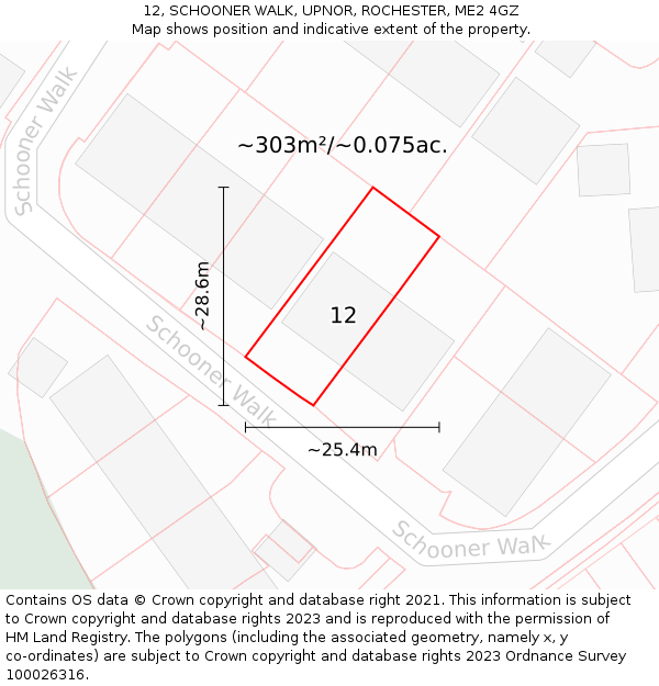 12, SCHOONER WALK, UPNOR, ROCHESTER, ME2 4GZ: Plot and title map
