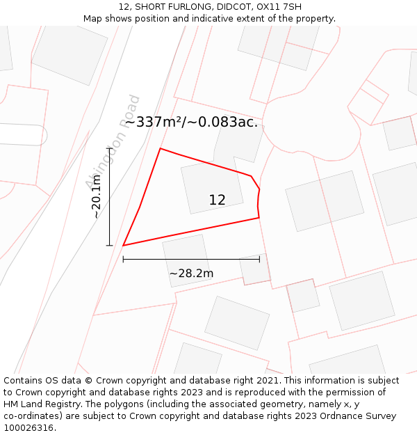 12, SHORT FURLONG, DIDCOT, OX11 7SH: Plot and title map