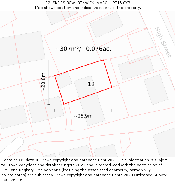 12, SKEIFS ROW, BENWICK, MARCH, PE15 0XB: Plot and title map