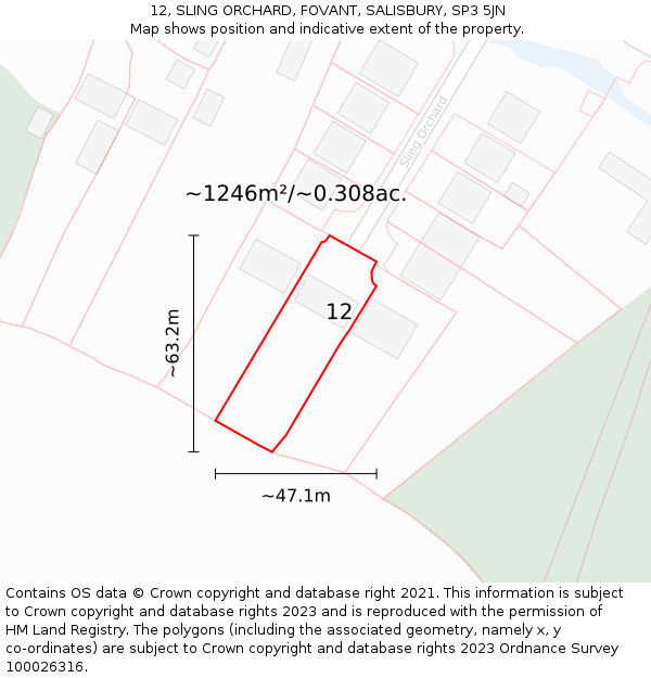 12, SLING ORCHARD, FOVANT, SALISBURY, SP3 5JN: Plot and title map