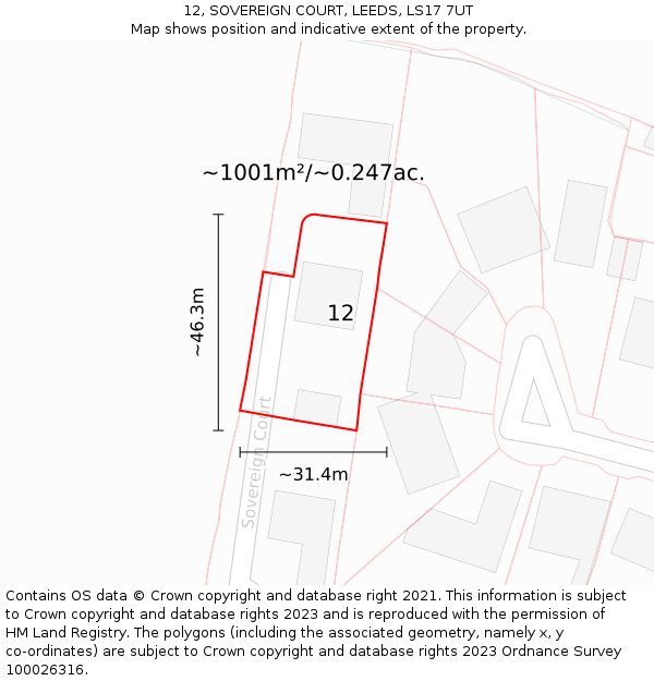 12, SOVEREIGN COURT, LEEDS, LS17 7UT: Plot and title map