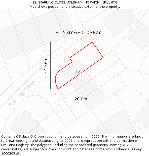 12, STARLING CLOSE, AYLSHAM, NORWICH, NR11 6XG: Plot and title map