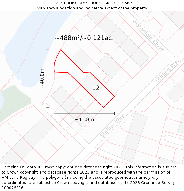 12, STIRLING WAY, HORSHAM, RH13 5RP: Plot and title map