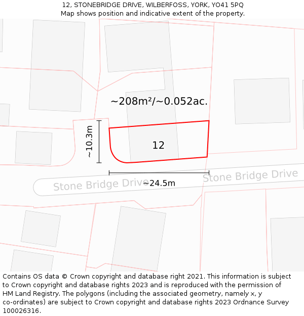 12, STONEBRIDGE DRIVE, WILBERFOSS, YORK, YO41 5PQ: Plot and title map