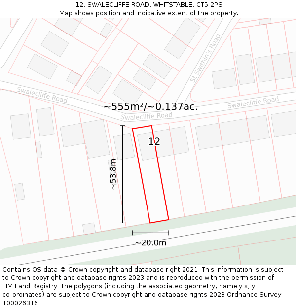 12, SWALECLIFFE ROAD, WHITSTABLE, CT5 2PS: Plot and title map