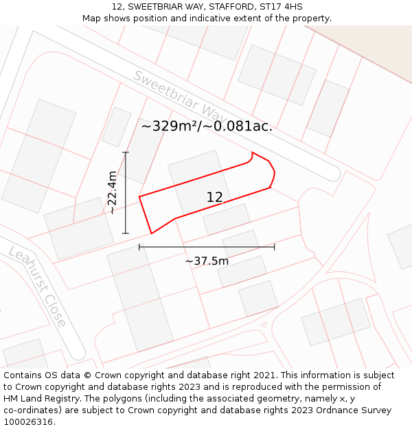 12, SWEETBRIAR WAY, STAFFORD, ST17 4HS: Plot and title map