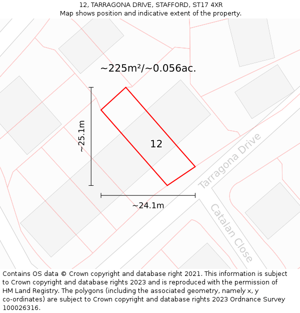 12, TARRAGONA DRIVE, STAFFORD, ST17 4XR: Plot and title map