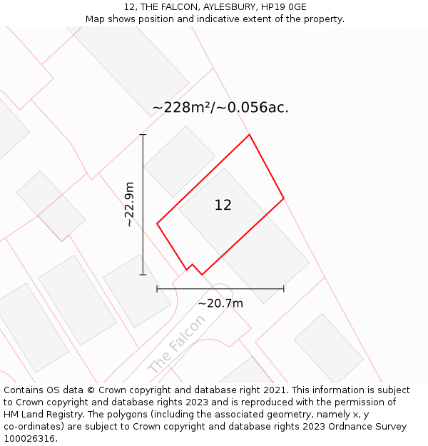 12, THE FALCON, AYLESBURY, HP19 0GE: Plot and title map