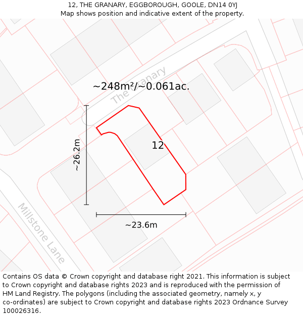 12, THE GRANARY, EGGBOROUGH, GOOLE, DN14 0YJ: Plot and title map