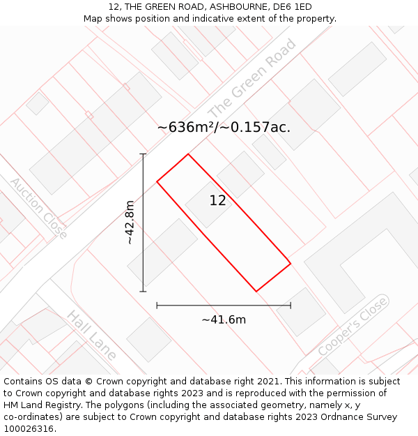 12, THE GREEN ROAD, ASHBOURNE, DE6 1ED: Plot and title map