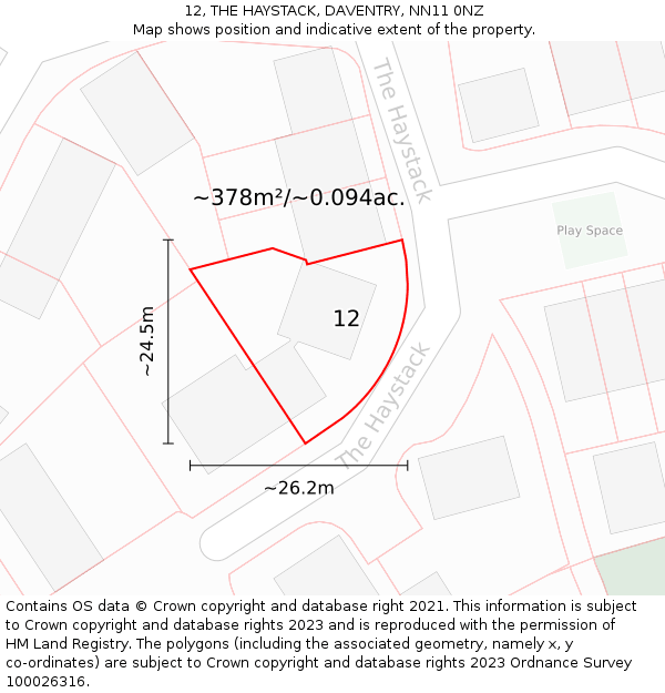12, THE HAYSTACK, DAVENTRY, NN11 0NZ: Plot and title map