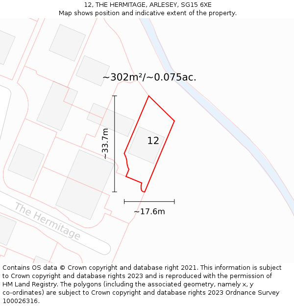 12, THE HERMITAGE, ARLESEY, SG15 6XE: Plot and title map