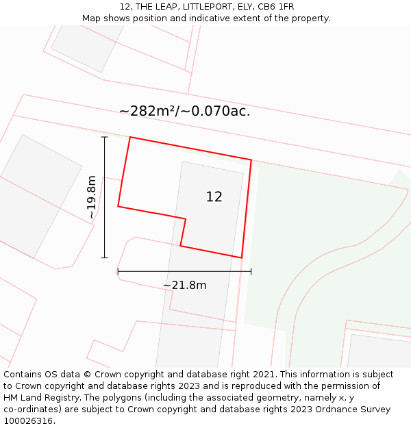12, THE LEAP, LITTLEPORT, ELY, CB6 1FR: Plot and title map