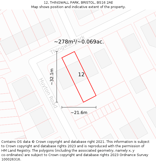 12, THINGWALL PARK, BRISTOL, BS16 2AE: Plot and title map