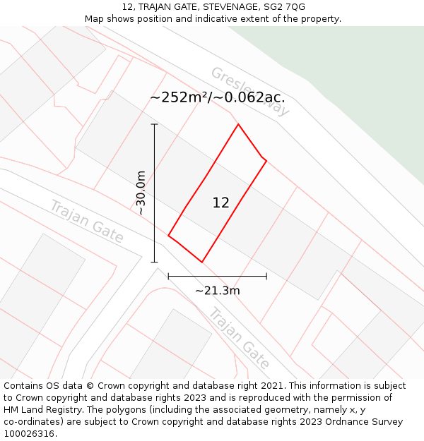 12, TRAJAN GATE, STEVENAGE, SG2 7QG: Plot and title map