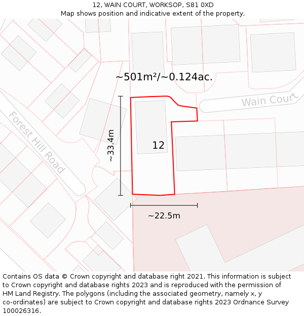 12, WAIN COURT, WORKSOP, S81 0XD: Plot and title map