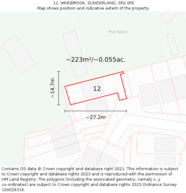 12, WINDBROOK, SUNDERLAND, SR2 0FE: Plot and title map