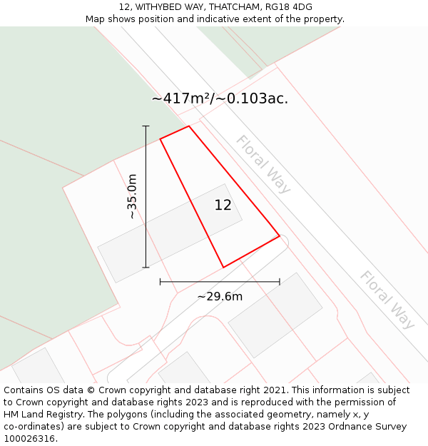 12, WITHYBED WAY, THATCHAM, RG18 4DG: Plot and title map