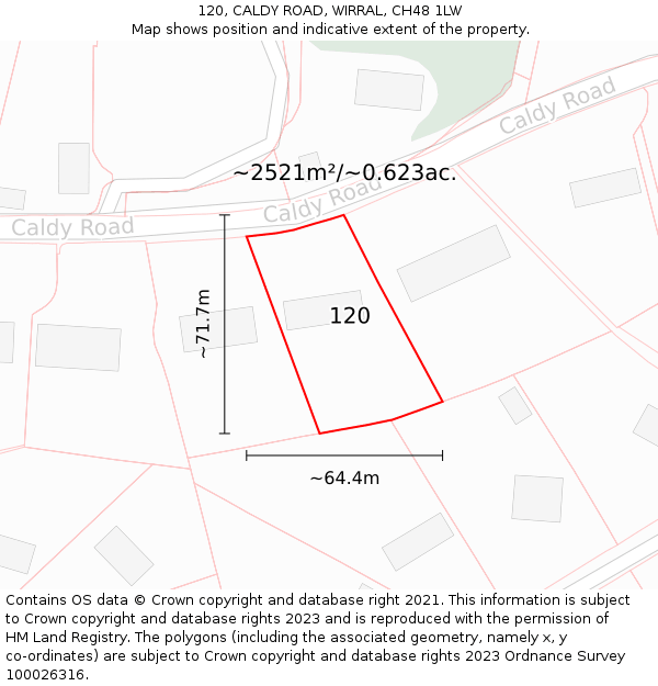 120, CALDY ROAD, WIRRAL, CH48 1LW: Plot and title map