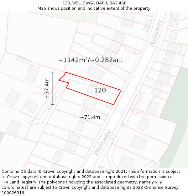 120, WELLSWAY, BATH, BA2 4SE: Plot and title map