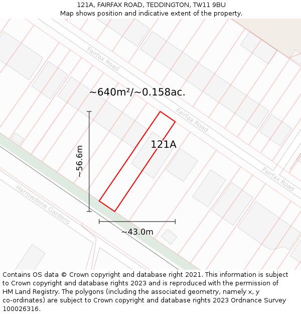 121A, FAIRFAX ROAD, TEDDINGTON, TW11 9BU: Plot and title map