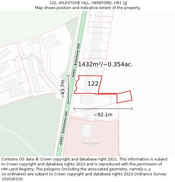 122, AYLESTONE HILL, HEREFORD, HR1 1JJ: Plot and title map