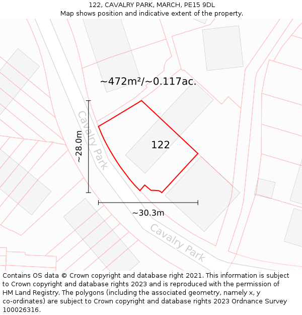 122, CAVALRY PARK, MARCH, PE15 9DL: Plot and title map