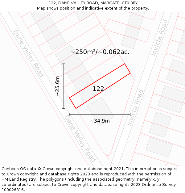 122, DANE VALLEY ROAD, MARGATE, CT9 3RY: Plot and title map