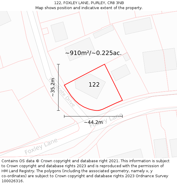 122, FOXLEY LANE, PURLEY, CR8 3NB: Plot and title map