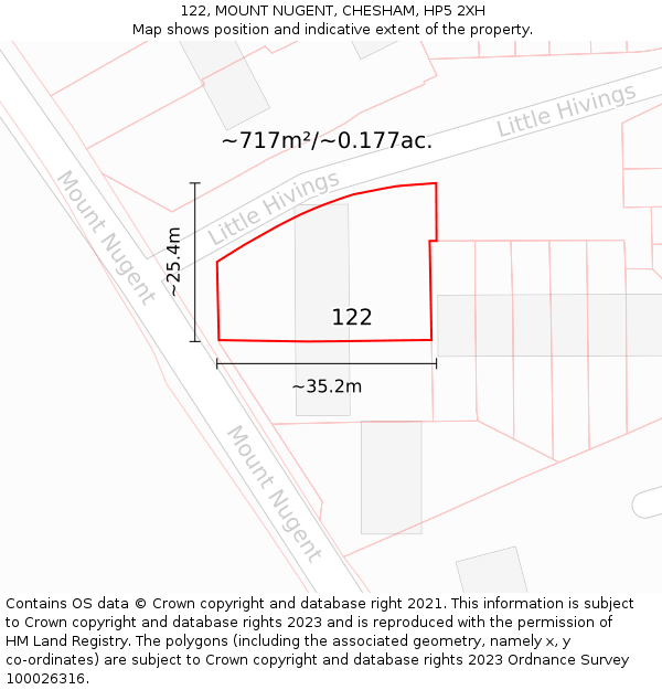 122, MOUNT NUGENT, CHESHAM, HP5 2XH: Plot and title map