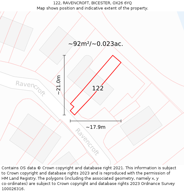122, RAVENCROFT, BICESTER, OX26 6YQ: Plot and title map