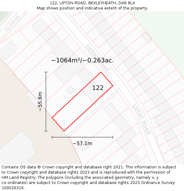 122, UPTON ROAD, BEXLEYHEATH, DA6 8LX: Plot and title map
