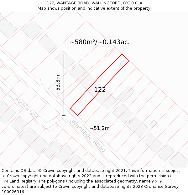 122, WANTAGE ROAD, WALLINGFORD, OX10 0LX: Plot and title map