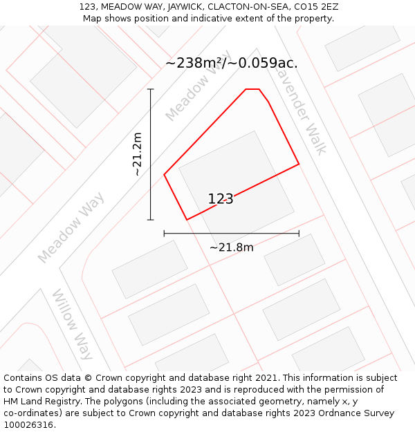 123, MEADOW WAY, JAYWICK, CLACTON-ON-SEA, CO15 2EZ: Plot and title map