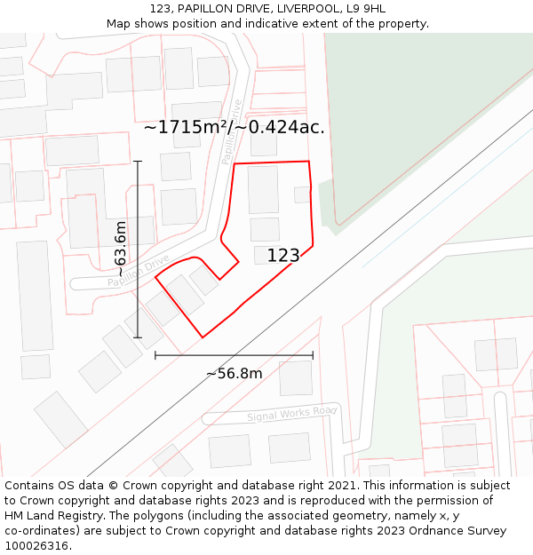 123, PAPILLON DRIVE, LIVERPOOL, L9 9HL: Plot and title map