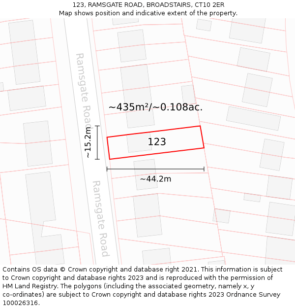123, RAMSGATE ROAD, BROADSTAIRS, CT10 2ER: Plot and title map