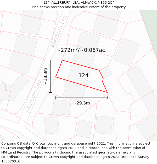 124, ALLERBURN LEA, ALNWICK, NE66 2QP: Plot and title map