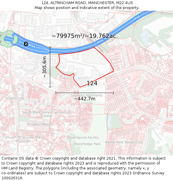 124, ALTRINCHAM ROAD, MANCHESTER, M22 4US: Plot and title map