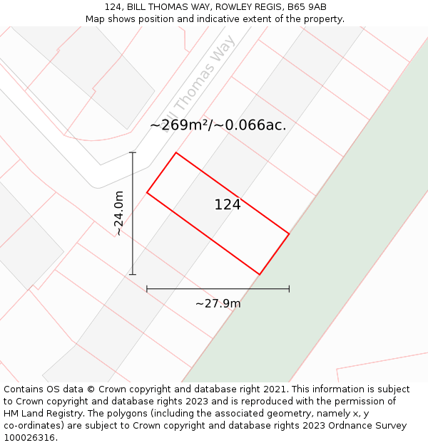 124, BILL THOMAS WAY, ROWLEY REGIS, B65 9AB: Plot and title map