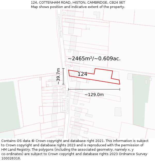 124, COTTENHAM ROAD, HISTON, CAMBRIDGE, CB24 9ET: Plot and title map