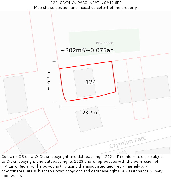 124, CRYMLYN PARC, NEATH, SA10 6EF: Plot and title map