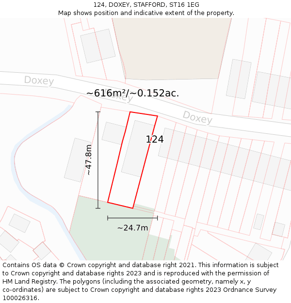124, DOXEY, STAFFORD, ST16 1EG: Plot and title map