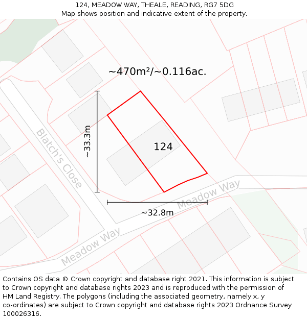 124, MEADOW WAY, THEALE, READING, RG7 5DG: Plot and title map