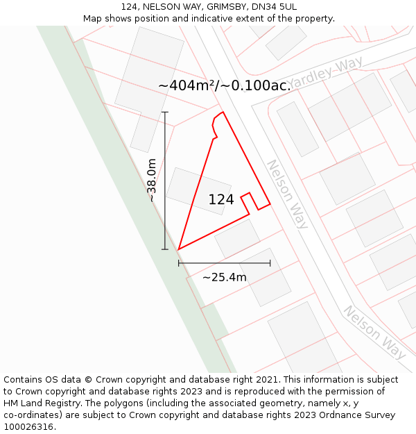 124, NELSON WAY, GRIMSBY, DN34 5UL: Plot and title map