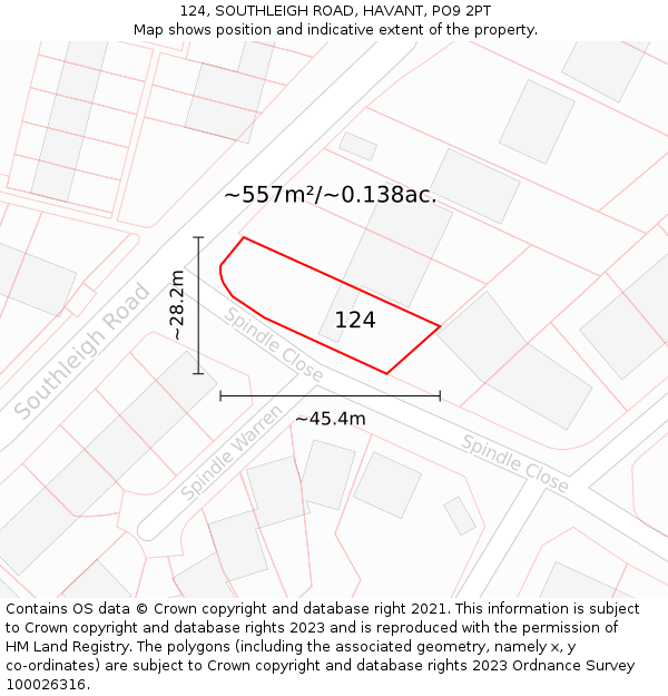 124, SOUTHLEIGH ROAD, HAVANT, PO9 2PT: Plot and title map